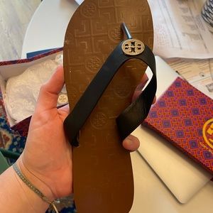 Tory Burch flip flops, brand new black